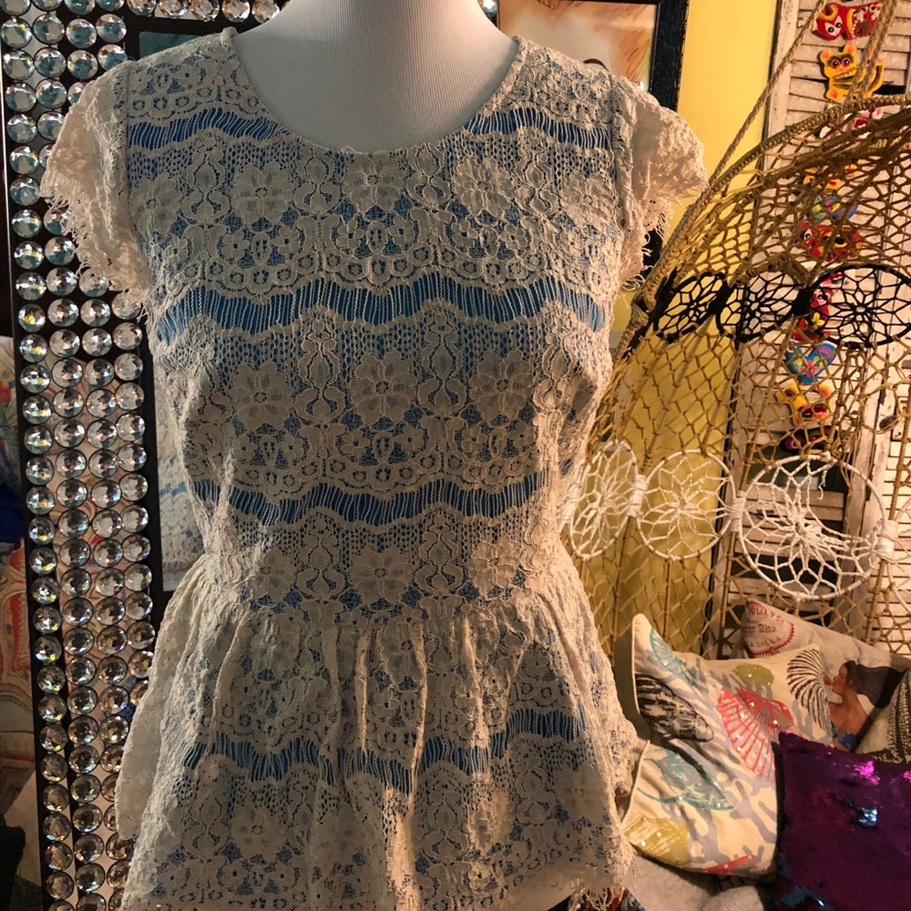 Lace peplum top